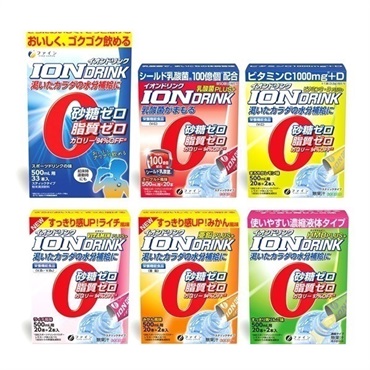 イオンドリンク各種類(スポーツドリンク味、ビタミンプラス ライチ風味、ビタミンC・Dプラス まろやかレモン味、乳酸菌プラス ヨーグルト風味、HMBプラス 、すっきり青りんご味、亜鉛プラス みかん風味）